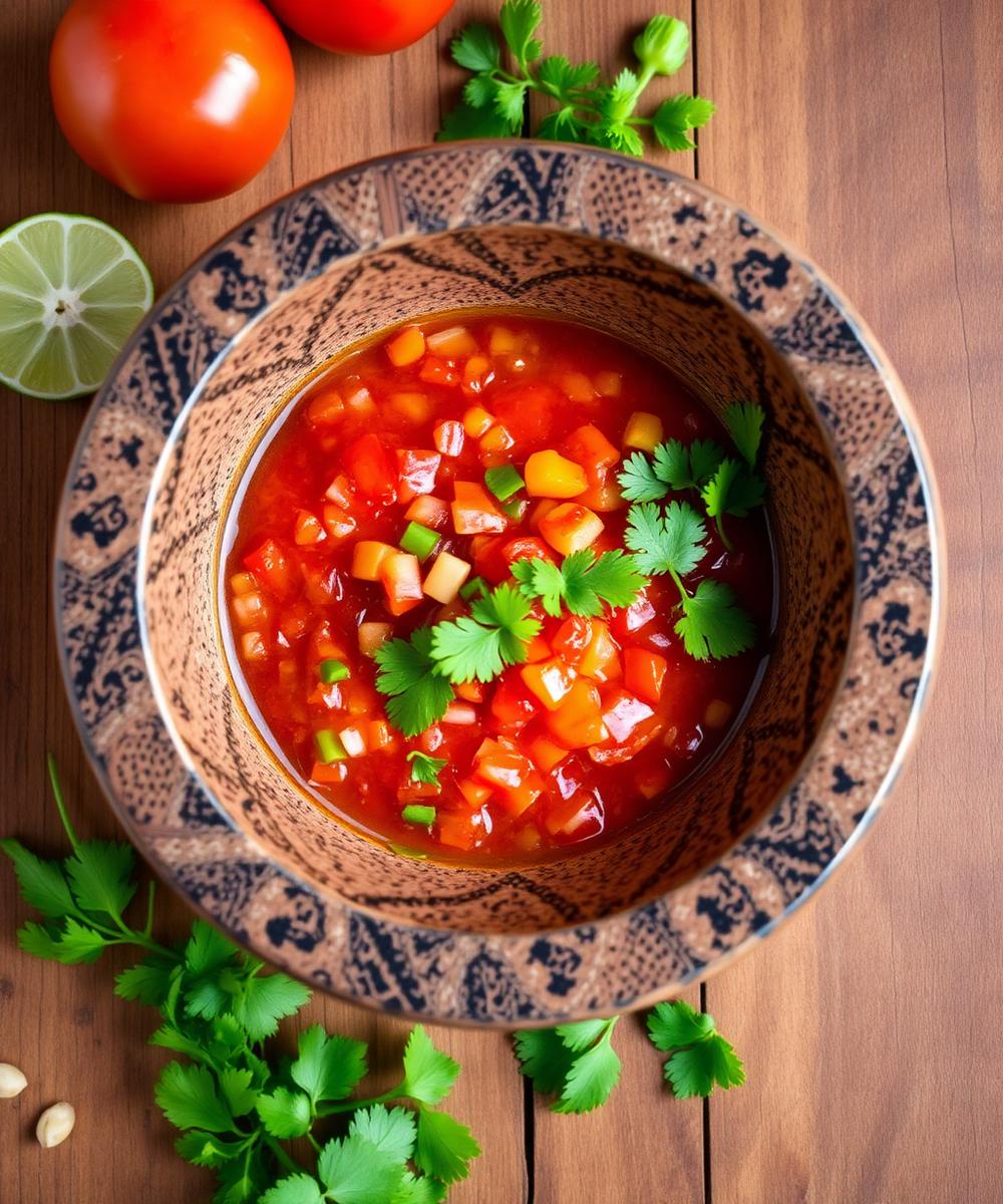 Salsa fresca en molcajete