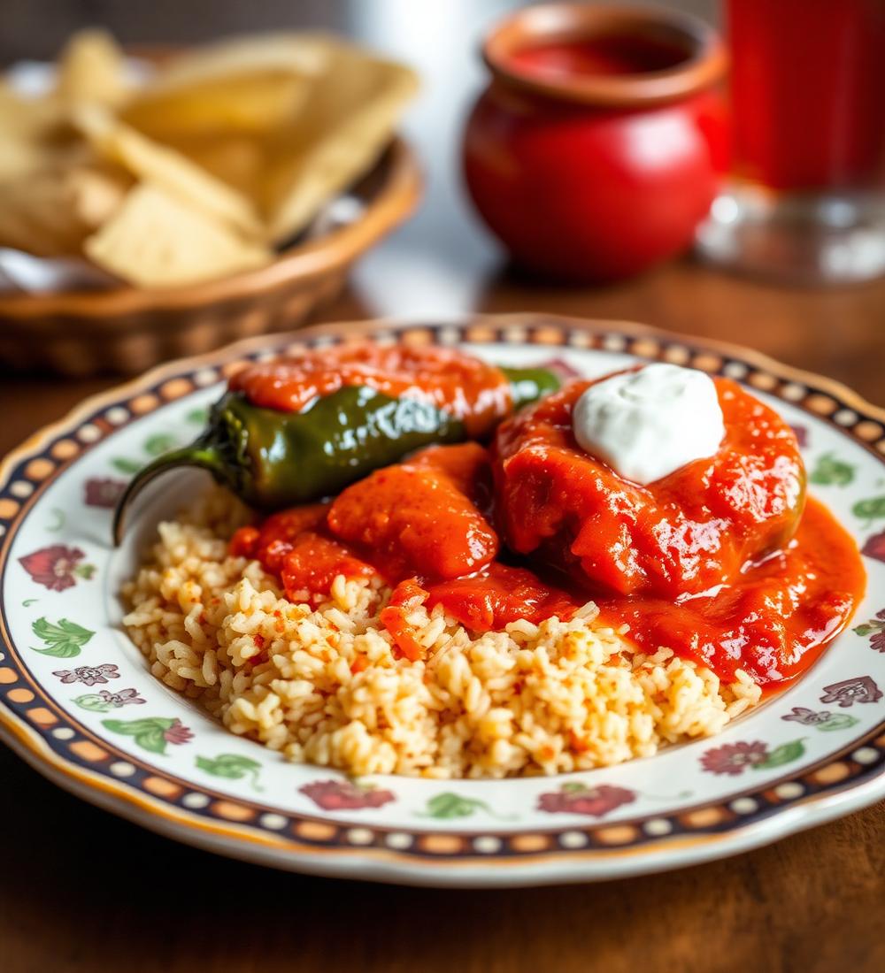 Chiles rellenos con arroz